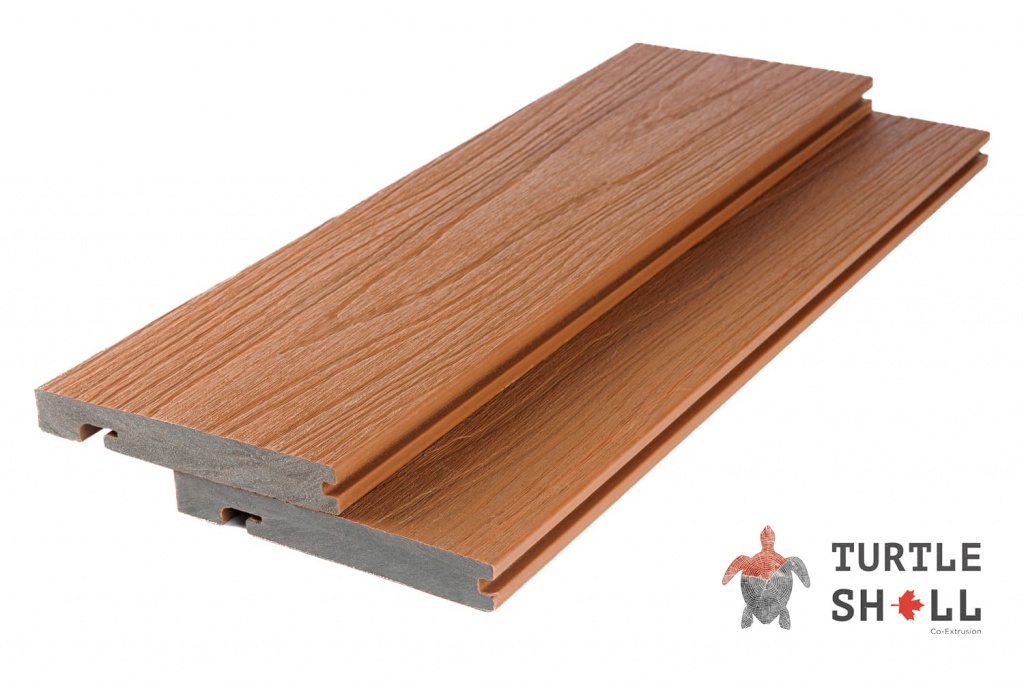 Завершающая доска из ДПК Тёртл Шелл закругленная (Bullnose), Тайский Тик, Коэкструзия